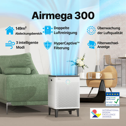 COWAY AIRMEGA 300 Luftreiniger – Effektiv bis 149m² Raumfläche