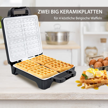 Syntrox Germany XLC Keramik Waffeleisen - 4 Belgische Waffeln