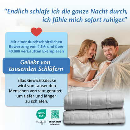 Ella Gewichtsdecke 150x200 cm 7 kg Therapiedecke aus Baumwolle Grau