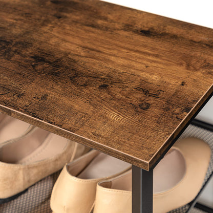 HOOBRO 8-stöckiges Schuhregal schmal EBF118XJ01 Dunkelbraun-Schwarz