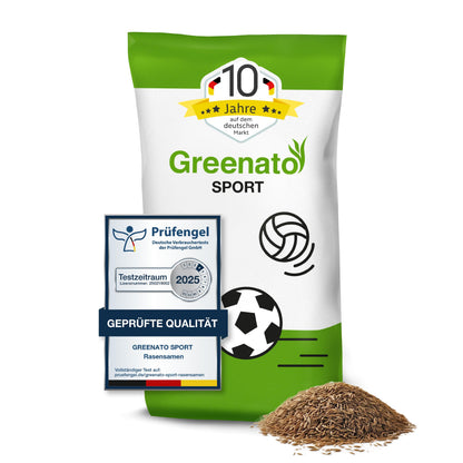 Greenato Sport Rasensamen 10 kg – Sport- und Spielrasen für 400 m², schnellkeimende Grassamen-Mischung