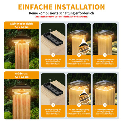 kefflum Solar Pfostenkappen Licht 4er Set LED Zaunpfosten IP65
