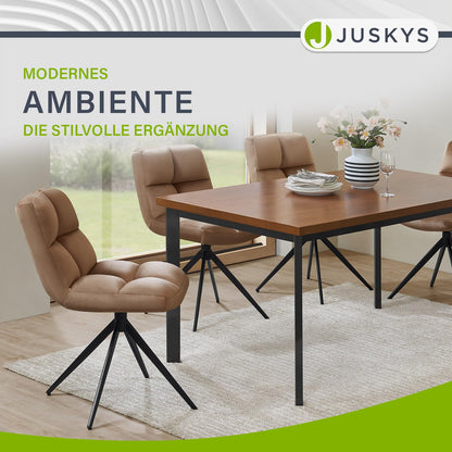 Juskys Dallas Esszimmer Drehstuhl 2er Set Samt Hellbraun