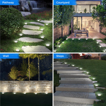 Peasur Solar Bodenleuchten Aussen, 12 Stück, 8 LED, kaltweiss