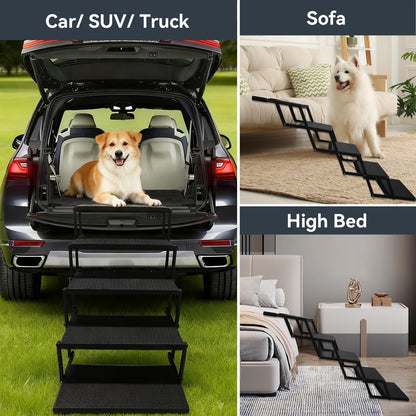 Niubya Hundetreppe Auto klappbar, 6 Stufen, Einstiegshilfe bis 90 kg