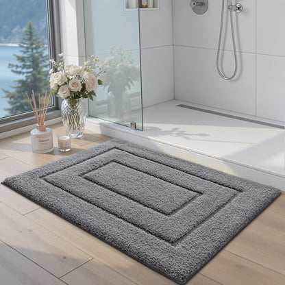 DEXI Badematte rutschfest, Mikrofaser Badteppich, grau, 60 x 110 cm