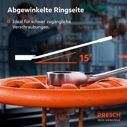 PRESCH Ratschenschlüssel Set 12tlg. umschaltbar 6-19mm