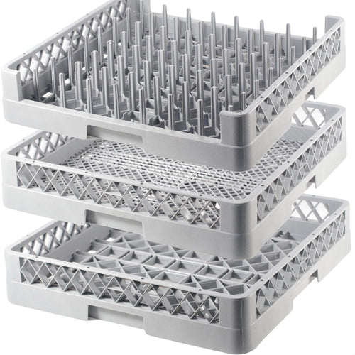 Gastronette Spülkorb Set für Gastronomie – 3er Set 50x50: Drei graue 50x50 Spülkörbe für die Gastro-Geschirrspülung.