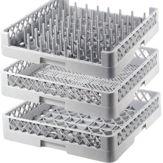 Gastronette Spülkorb Set für Gastronomie – 3er Set 50x50: Drei graue 50x50 Spülkörbe für die Gastro-Geschirrspülung.