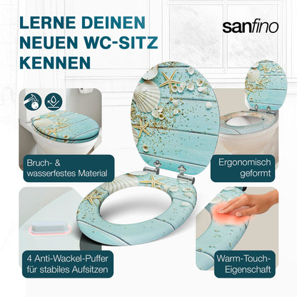 SANFINO WC-Sitz mit Absenkautomatik Caribbean Blue, Holzkern