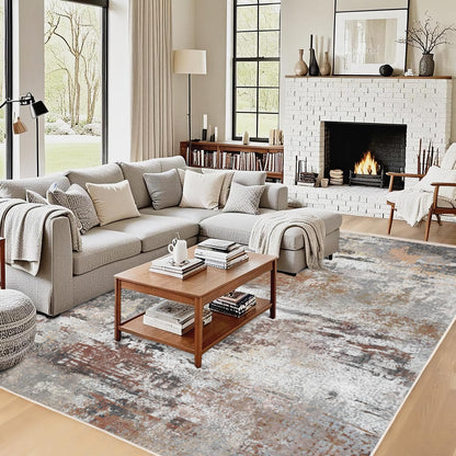 Chicnix Teppich 160x230 Waschbar - Abstrakt Grau Rost Beige