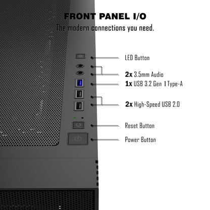 KEDIERS H3 PC-Gehäuse ATX Mid Tower mit 3 Lüftern und Glas, Schwarz