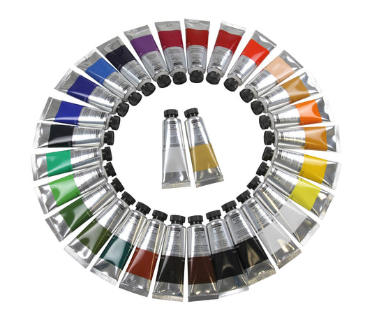 MAGI Artist Ölfarben Set – 30 Farben, 200ml Grosstuben. 30 Farbtuben, je 200ml. Ermöglicht künstlerische Malerei auf Leinwand.