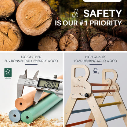 BlueWood 3-in-1 Montessori Indoor Kletterdreieck Set - Regenbogen