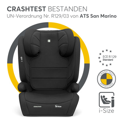 KikkaBoo i-AID Kindersitz i-Size Gr. 2-3 ohne ISOFIX - Schwarz