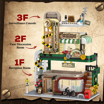 INSOON Stadt Detektiv Büro Haus Bausteine Modell – 1231 Teile, LED
