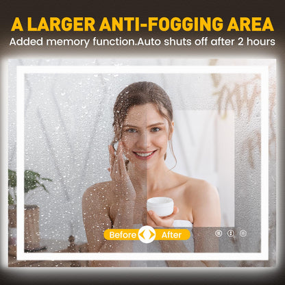 YOLEO Badspiegel LED 90x70cm – Front- & Hintergrundlicht