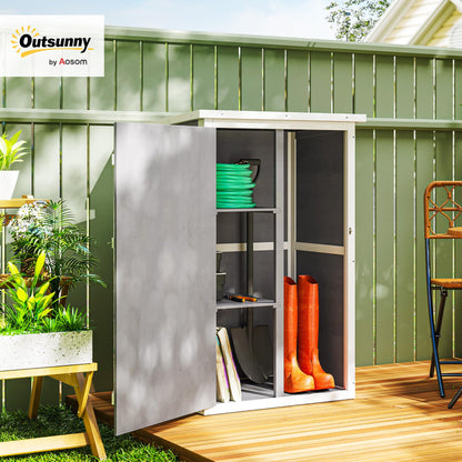 Outsunny Gartenschrank aus Tannenholz, wetterfest, 75x56x115 cm, Grau