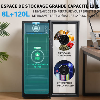 DRIXNO Kühl-Gefrierschrank 120L Kühlteil / 8L Gefrierteil