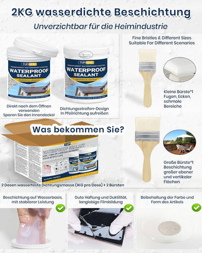 Tufinein Wasserdichte Beschichtung Transparent, Dichtmasse 2 kg