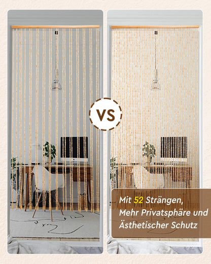 Ezcasch Holzperlenvorhang 90x200 cm, 52 Stränge, Beige, Türvorhang
