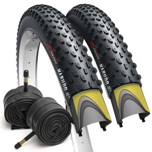 Fincci MTB Fahrradreifen 29 Zoll Set 52-622, faltbar, mit Schläuchen, schwarz, Stollenprofil