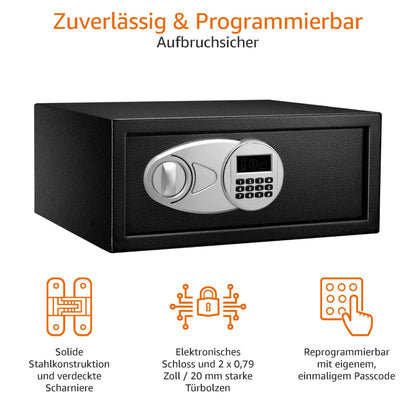 Amazon Basics Stahltresor mit Digital-Sperre – 20 L Schwarz