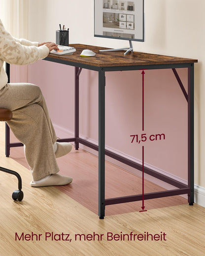 VASAGLE LWD121K01 Bürotisch 160x60 cm - Vintagebraun-Tintenschwarz