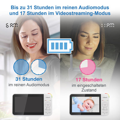 VTech VM924 Video-Babyphone mit Kamera, 5-Zoll-Display, Nachtsicht