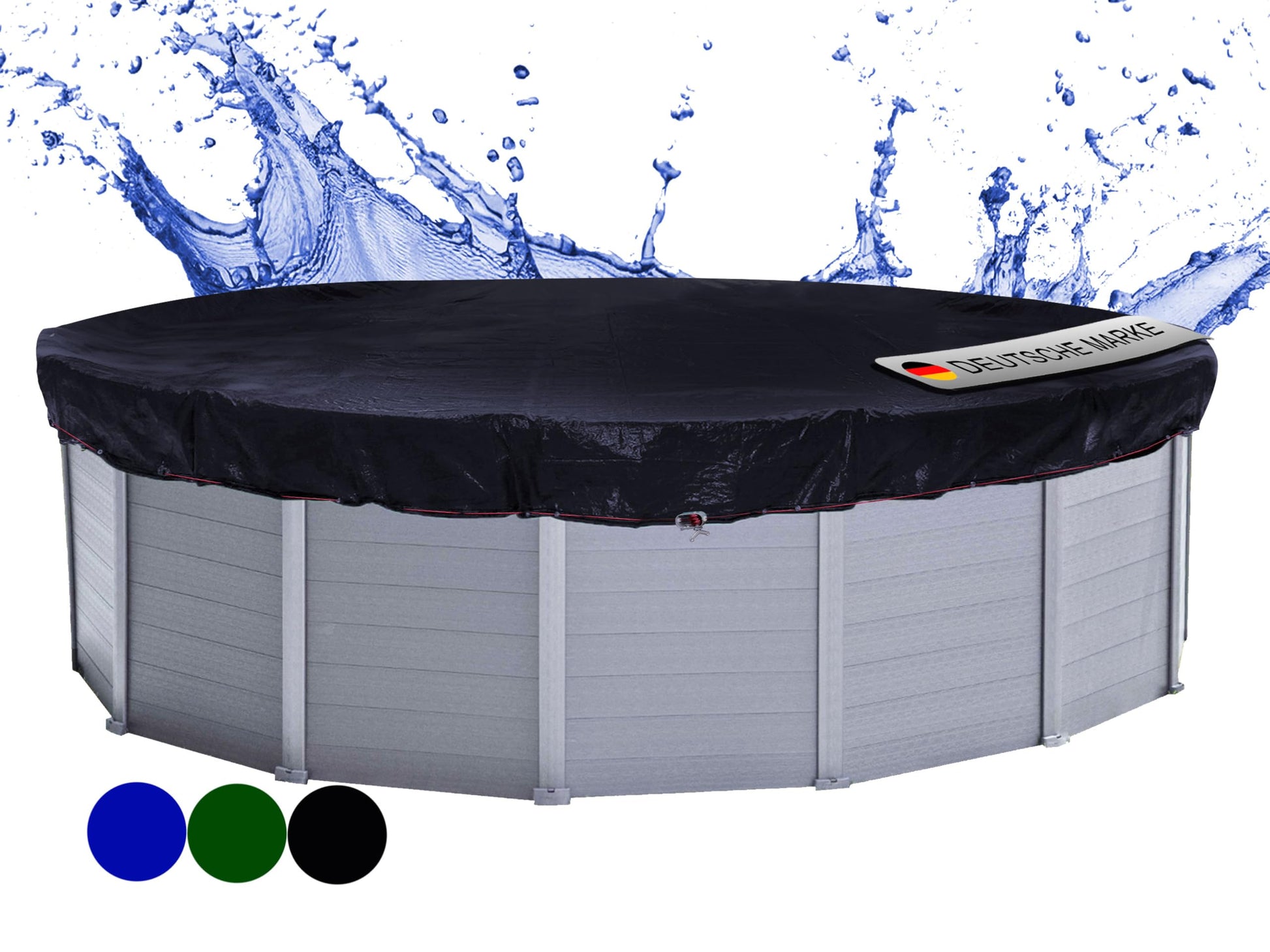QUICK STAR Poolabdeckung rund Ø 420 cm, Solar & Winterplane – schwarze Plane aus beschichtetem Polyethylen