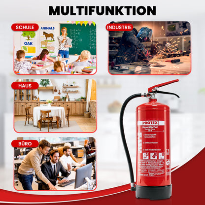 Protex Pulverfeuerlöscher 6 kg ABC Brandklassen mit Halterung