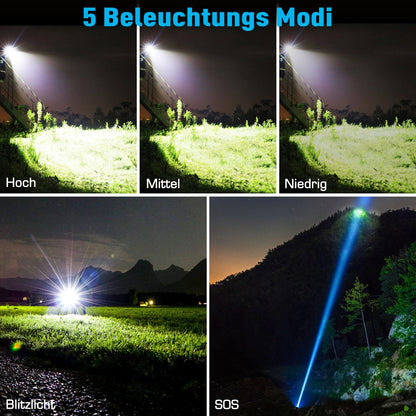 Glarylight LED Taschenlampe aufladbar, XHP70.2, 5 Modi, IPX7, 2 Stück