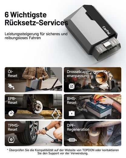 TOPDON CarPal OBD2 Diagnosegerät mit Bluetooth und 6 Reset-Services