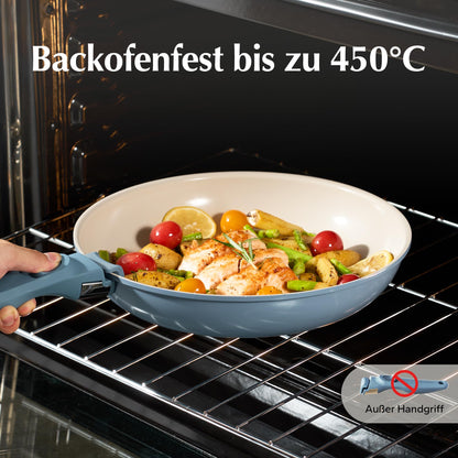 Redchef Pfannenset abnehmbarer Griff Induktion Keramik 6-teilig Blau