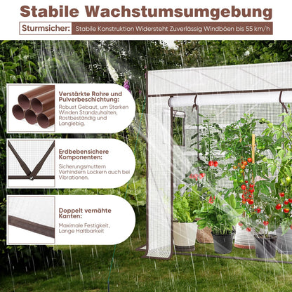 Sekey Tomatengewächshaus 200x77x170 cm – Foliengewächshaus, weiss