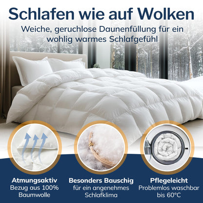 CALMONT Daunen Bettdecke 155x220 cm – Warme Winterdecke