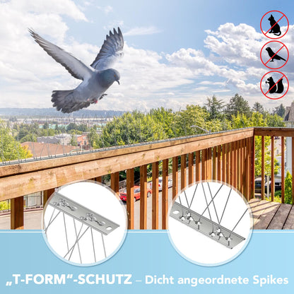 AOKKR Taubenabwehr Spikes Edelstahl 6,6 m 20-teilig für Dach, Balkon