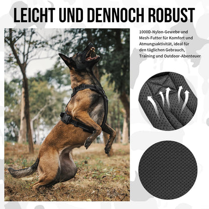 OneTigris Diesel Hundegeschirr, gepolstertes Brustgeschirr Schwarz M