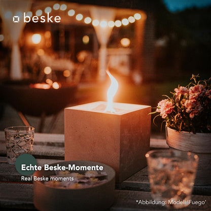 Beske-Manufaktur Design Betonfeuer Outdoor Kerze Dauerdocht 13x13x13cm
