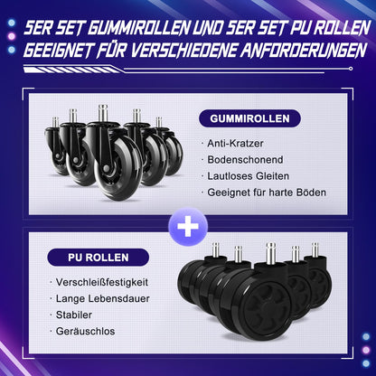 minnouat Gaming Stuhl ergonomisch mit Fussstütze, Kunstleder, Grau