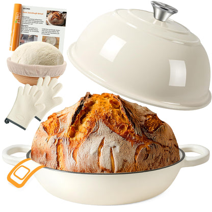 Gusseisen Emaille Dutch Oven 5.7L Brotbacktopf – Weiss