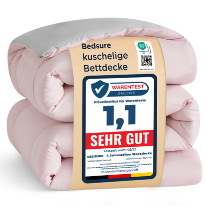 BEDSURE Bettdecke 155x220 cm Ganzjahresdecke 300GSM, Pinkesque/Grau – rechteckig in Pink und Grau
