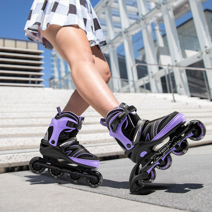 2PM SPORTS Inline Skates für Kinder, verstellbar, 82A PU-Rollen