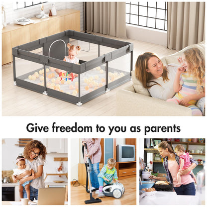 Mloong Laufgitter Baby kompakt 120x120cm – Dunkelgrau