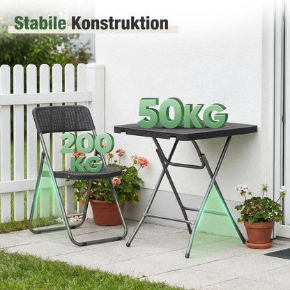 Sekey Balkonset 3-teilig klappbar, Rattan-Optik, 2 Stühle & Tisch