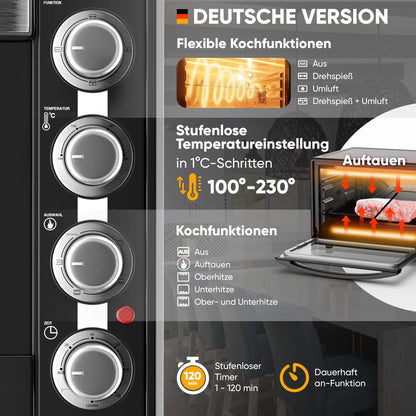 Stillstern CYCLONE PRO+ Minibackofen 60L mit Umluft Airfryer