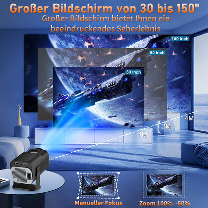 Smart 4K Mini Beamer tragbarer Android Projektor – Schwarz
