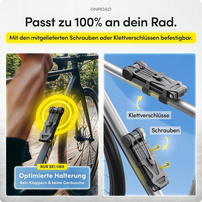 ONROAD Onlock Ultra Faltschloss 120 cm ART-zertifiziert mit Halterung