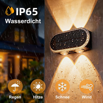 Hiromeco Solar Wandleuchte Aussen 6er-Set Up Down 3000K/4000K/6000K
