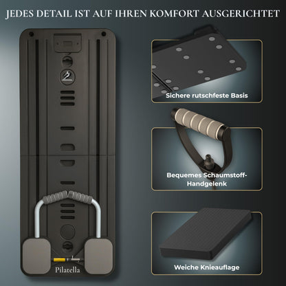 Pilatella Pilates Board faltbar, 5-in-1 Reformer für Zuhause, schwarz